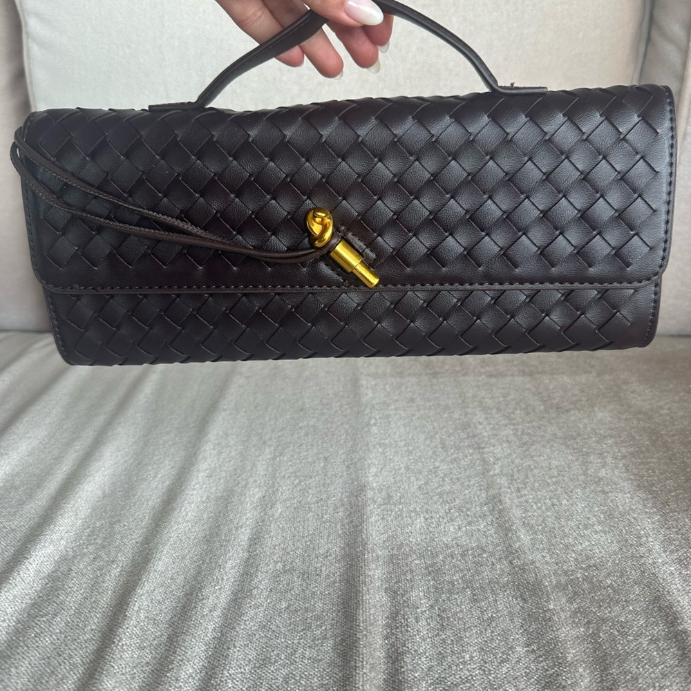 Brown Woven Clutch